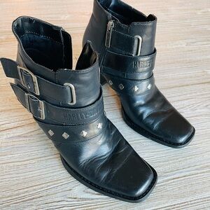 Harley-Davidson Black Heeled Boots with Buckles